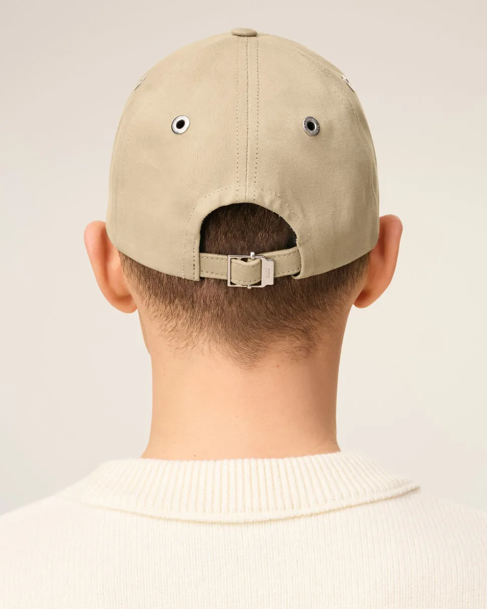 Casquette Beige Broderie Ami De Coeur Noir En Gabardine De Coton