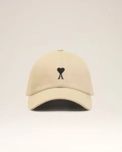 Casquette Beige Broderie Ami De Coeur Noir En Gabardine De Coton
