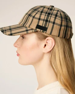 Casquette Marron A Carreaux En Laine