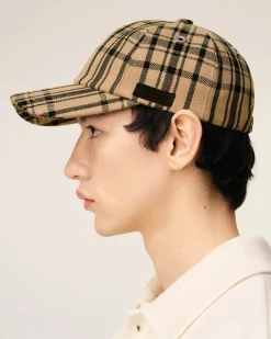 Casquette Marron A Carreaux En Laine