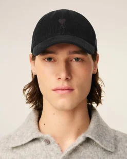 Casquette Noire Broderie Ami De Coeur Velours En Coton