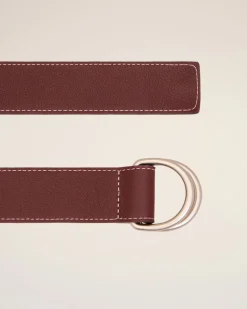 Ceinture Bordeaux Boucle Double 35Mm En Cuir Souple