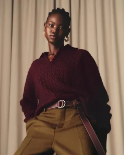 Ceinture Bordeaux Boucle Double 35Mm En Cuir Souple