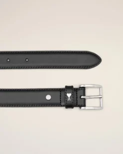 Ceinture Noire Paris Paris 25 Mm En Cuir Lisse