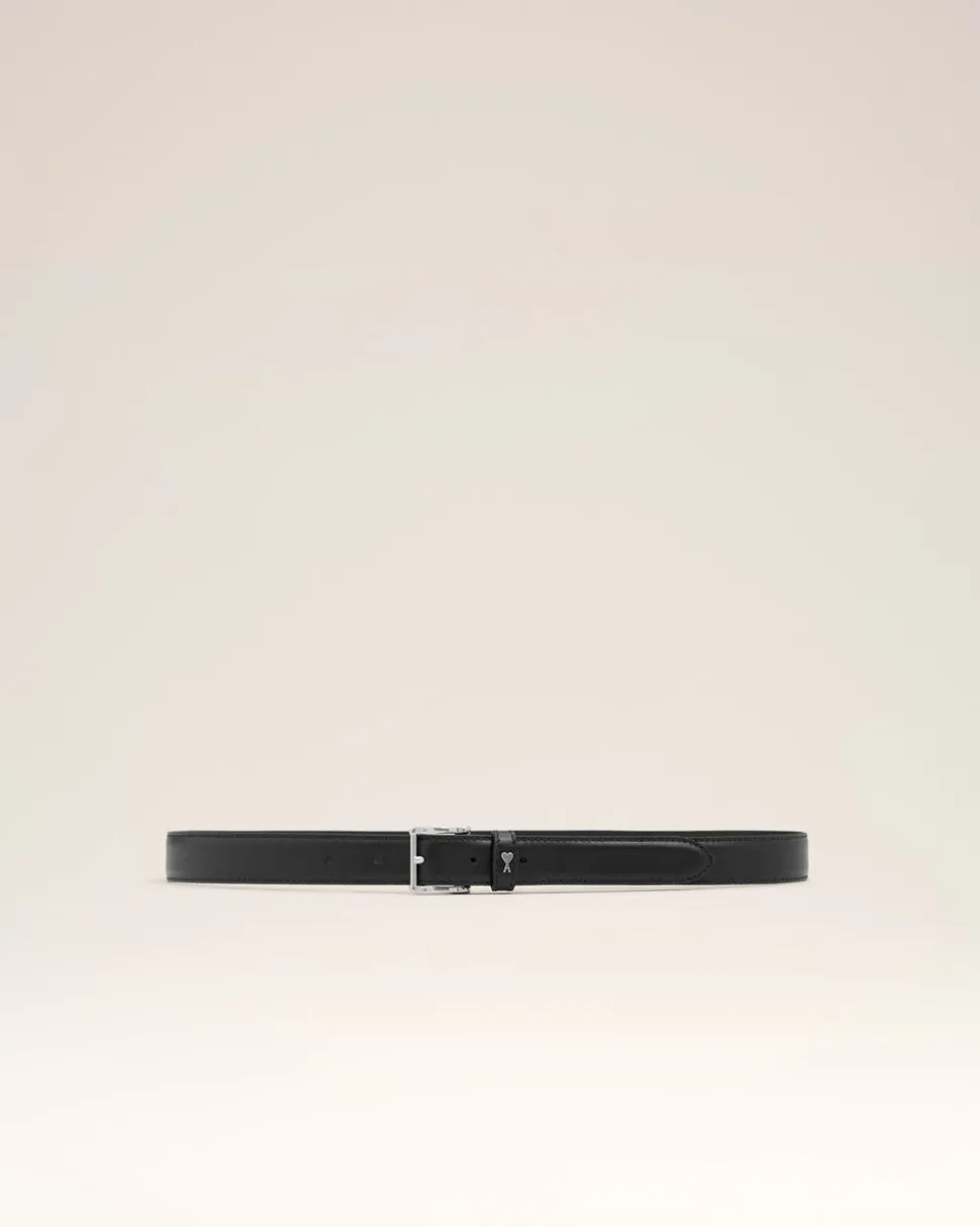 Ceinture Noire Paris Paris 25 Mm En Cuir Lisse