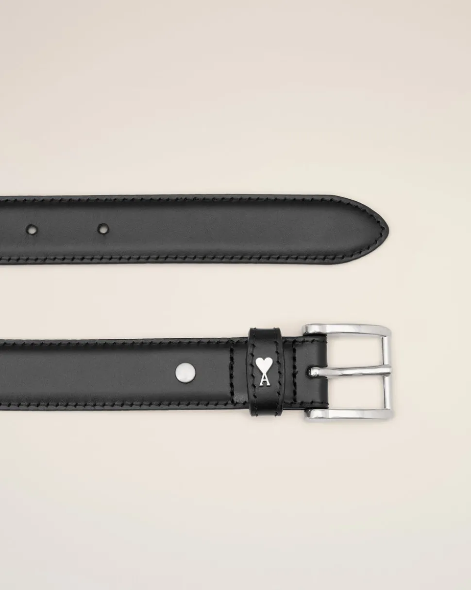 Ceinture Noire Paris Paris 25 Mm En Cuir Lisse