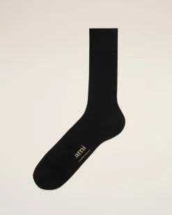 Chaussettes Noires Plaque Ami de Coeur En Coton