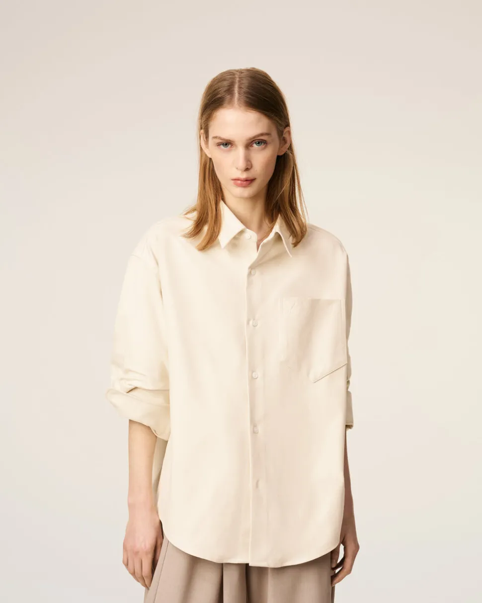 Chemise Beige Boxy Embossée Ami De Coeur En Coton