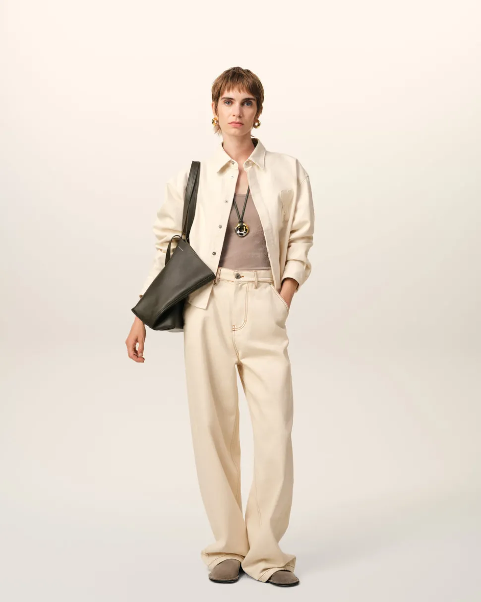 Chemise Beige Cropped Ami de Coeur En Coton