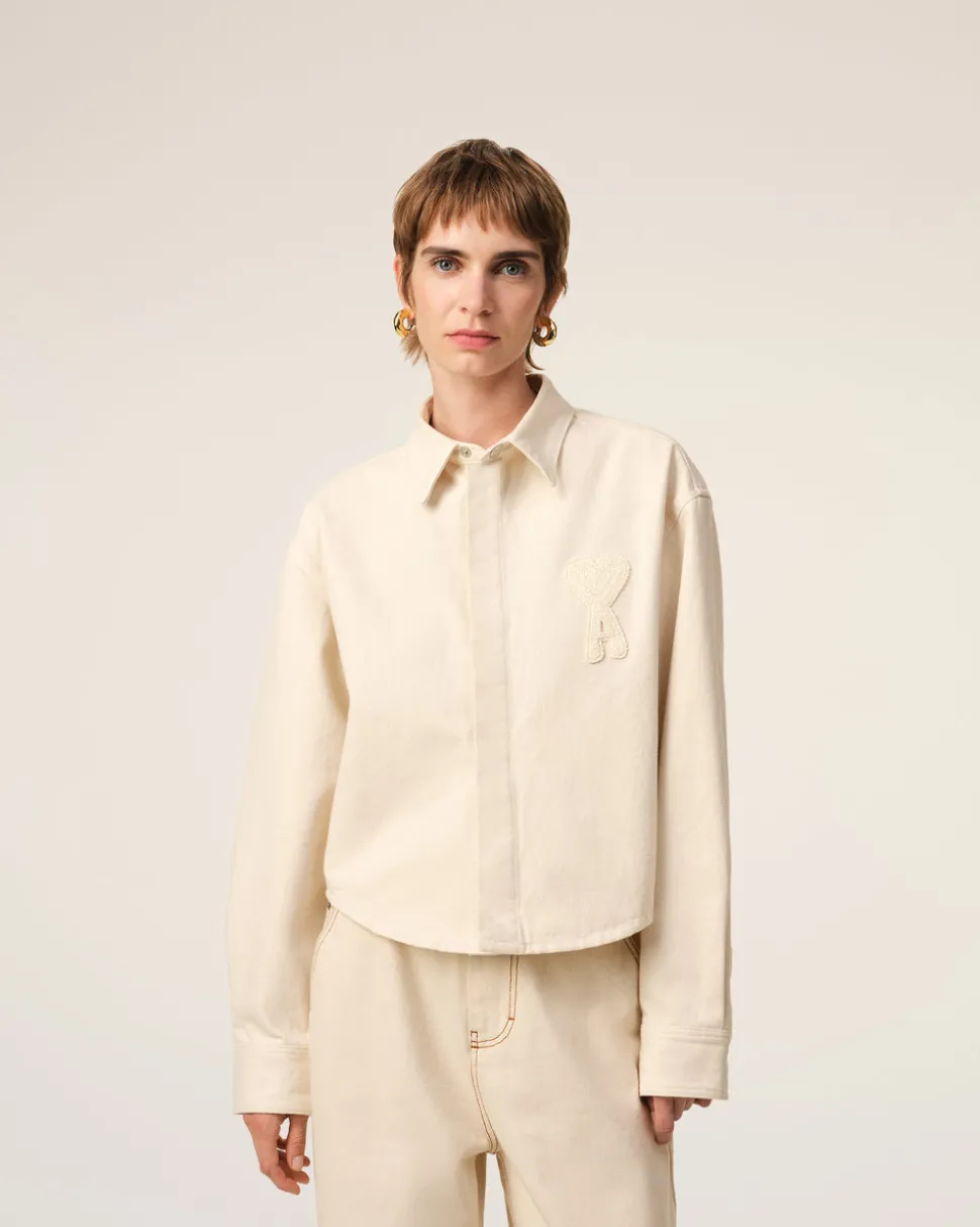 Chemise Beige Cropped Ami de Coeur En Coton