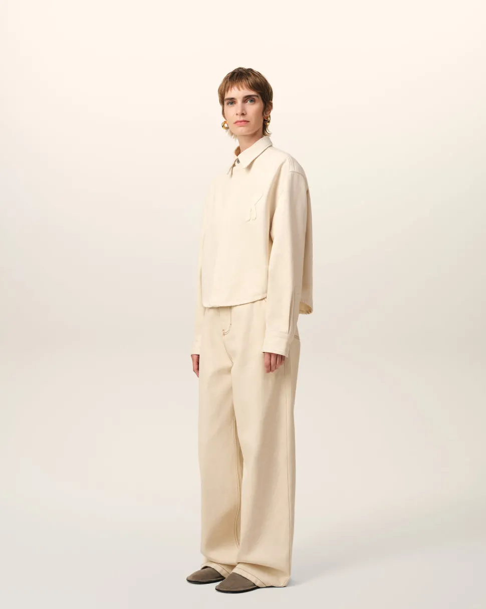 Chemise Beige Cropped Ami de Coeur En Coton