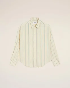 Chemise Beige Rayée En Coton