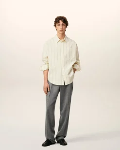 Chemise Beige Rayée En Coton
