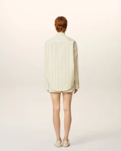 Chemise Beige Rayée En Coton