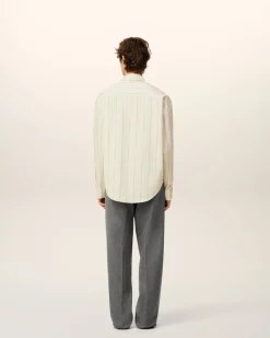 Chemise Beige Rayée En Coton