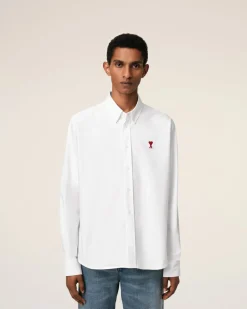 Chemise Blanche Col Boutonné Ami De Coeur En Coton