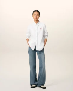 Chemise Blanche Col Boutonné Ami De Coeur En Coton