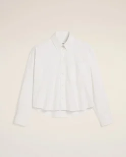 Chemise Blanche Cropped Oversize En Coton