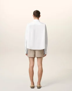 Chemise Blanche Cropped Oversize En Coton