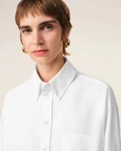 Chemise Blanche Cropped Oversize En Coton