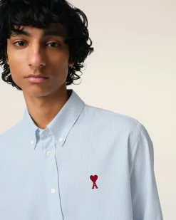 Chemise Bleu Col Boutonné Ami De Coeur En Coton