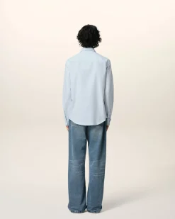 Chemise Bleu Col Boutonné Ami De Coeur En Coton