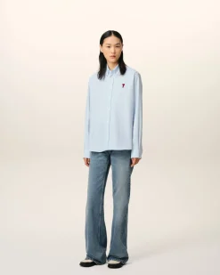 Chemise Bleu Col Boutonné Ami De Coeur En Coton