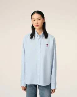 Chemise Bleu Col Boutonné Ami De Coeur En Coton