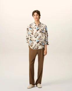 Chemise Bleue Boxy Bleue Imprimé Fleuris