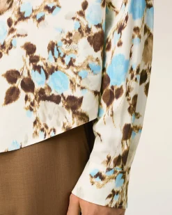 Chemise Bleue Boxy Bleue Imprimé Fleuris