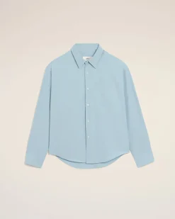 Chemise Bleue Boxy Embossée Ami de Coeur En Coton