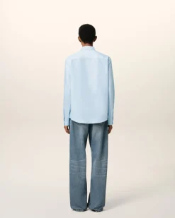 Chemise Bleue Col Boutonné Ami De Coeur En Coton