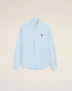 Chemise Bleue Col Boutonné Ami De Coeur En Coton