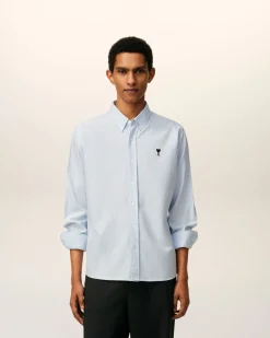 Chemise Bleue Col Boutonné Ami De Coeur En Coton