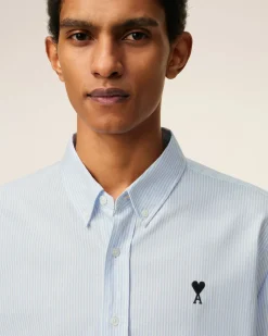 Chemise Bleue Col Boutonné Ami De Coeur En Coton