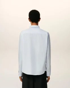 Chemise Bleue Col Boutonné Ami De Coeur En Coton