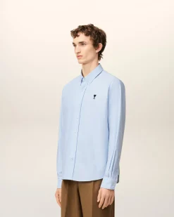 Chemise Bleue Col Boutonné Ami De Coeur En Coton