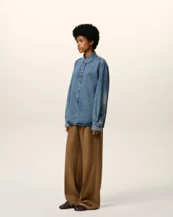 Chemise Bleue Col Boutonné Ami De Coeur En Coton