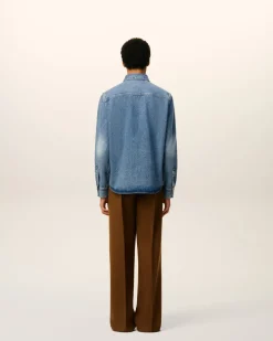 Chemise Bleue Col Boutonné Ami De Coeur En Coton