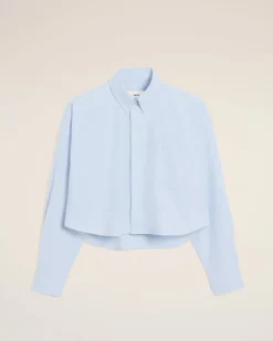 Chemise Bleue Croppée Oversize Ami De Coeur En Coton