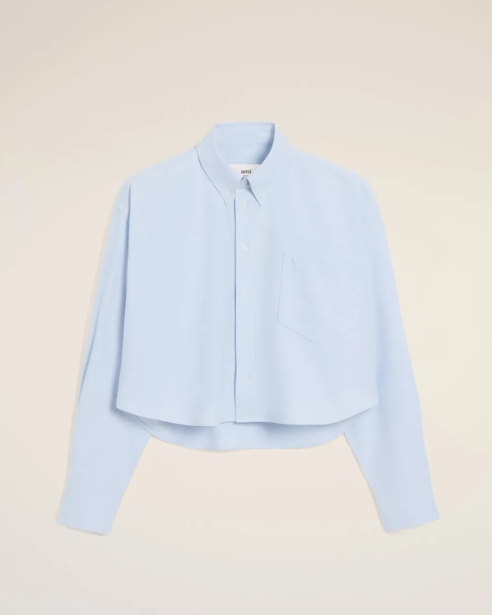 Chemise Bleue Croppée Oversize Ami De Coeur En Coton