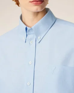 Chemise Bleue Croppée Oversize Ami De Coeur En Coton