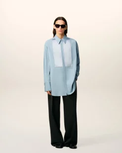Chemise Bleue Oversize En Coton