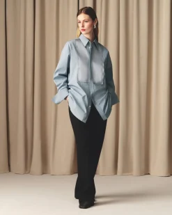 Chemise Bleue Oversize En Coton