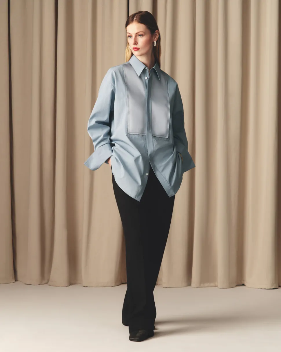 Chemise Bleue Oversize En Coton