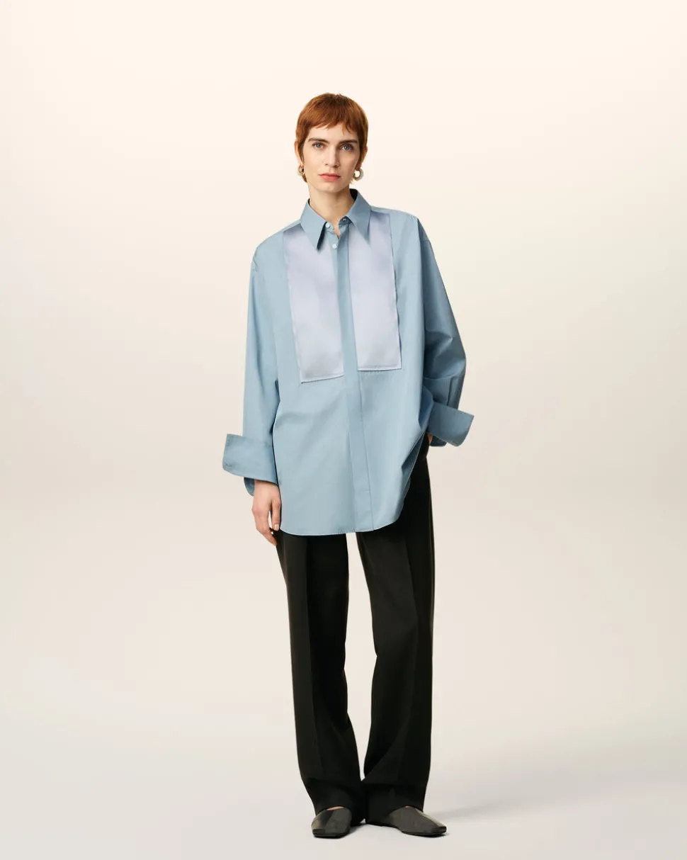 Chemise Bleue Oversize En Coton