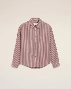 Chemise Bordeaux Boxy Rayée Ami De Coeur En Coton