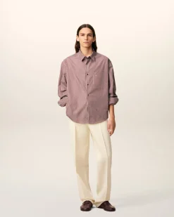 Chemise Bordeaux Boxy Rayée Ami De Coeur En Coton