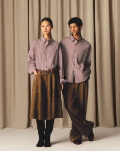 Chemise Bordeaux Boxy Rayée Ami De Coeur En Coton