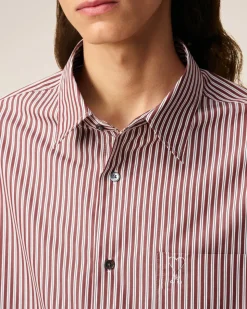 Chemise Bordeaux Boxy Rayée Ami De Coeur En Coton